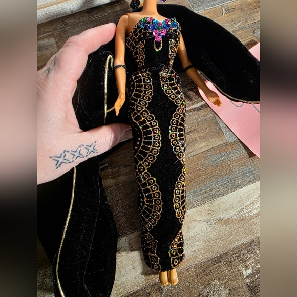 Barbie Doll in Black and Gold Gown - Picture 9 of 11